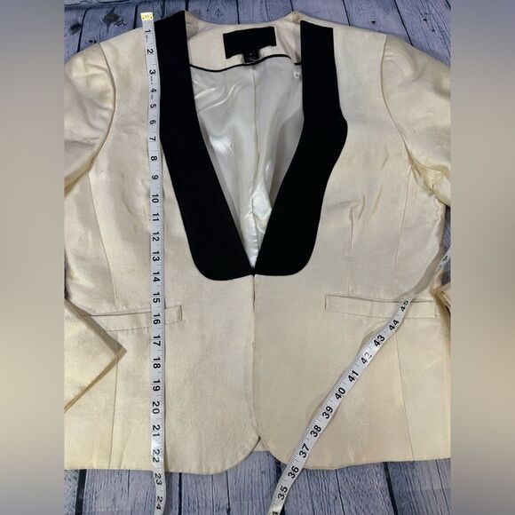 J Crew Collection Silk Tuxedo Black Cream Chic Formal Wedding Jacket 8 Skirt 6 - Picture 9 of 16